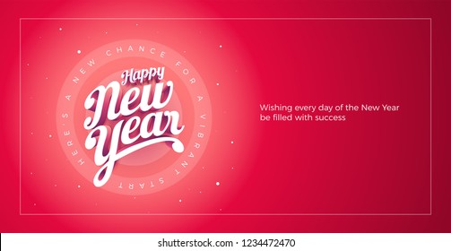 Vector Happy New Year custom 3d hand lettering typographic design. Elements are layered separately in vector file.