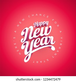 Vector Happy New Year custom 3d hand lettering typographic design. Elements are layered separately in vector file.