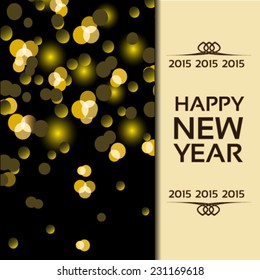 Vector happy New Year - golden disco lights on the black background, abstract wallpaper