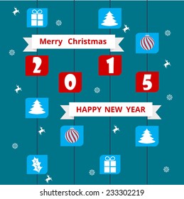 Vector Happy New year greeting card with stylish text.