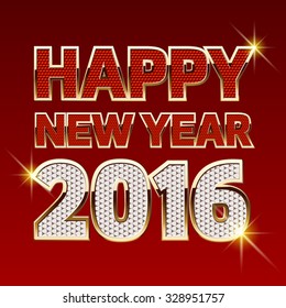 Vektor Happy New Year Grußkarte mit roter, eleganter und schicker Schriftart