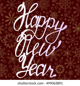 Vector Happy New Year greeting card on snowflakes