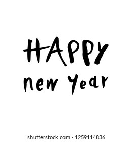 Vector Happy New Year lettering for your project. Useful for invitations, scrapbook, Christmas card, poster, sticker, clip art. Happy New Year card design. Hand drawn lettering