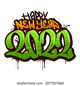 vector of happy new year lettering with graffiti style