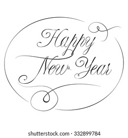 Vector Happy New Year lettering in victorian calligraphy style 