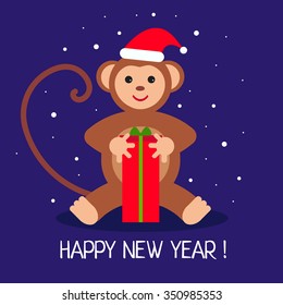 Vector Happy New Year. Monkey greetings