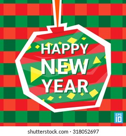 Vector happy new year stock illustration with red and green colors background. 
