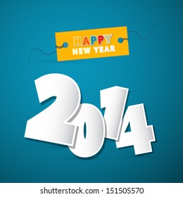 Vector Happy New Year Theme Numbers Made Form Paper on Blue Background