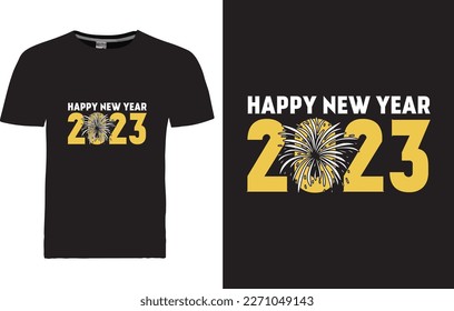 vector Happy  New year T-shirt Design Template