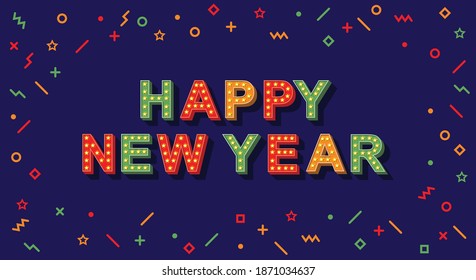 Vector Happy New Year Typhography. Holiday Illustration For Design Greeting Cards, Photo Overlays And Invitations.

