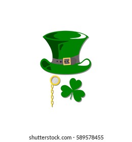 Vector happy Patrick's Day. Icon and symbols. Isolated on white background.