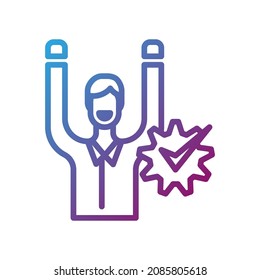 Vector happy person gradient icon, people and success related 64x64 Pixel, white background