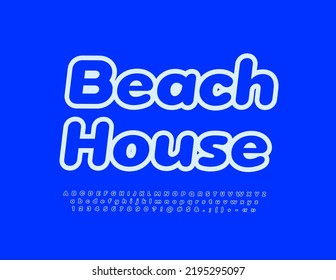 Afiche de playa con mucho éxito vectorial. Moderno y brillante fuente. Letras y números de alfabeto azul y blanco