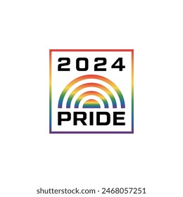  Vector Happy Pride Day month 2024 with a rainbow  logo flat design element 