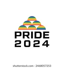  Vector Happy Pride Day month 2024 with a rainbow  logo flat design element 