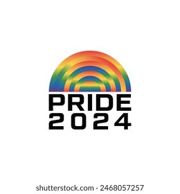  Vector Happy Pride Day month 2024 with a rainbow  logo flat design element 