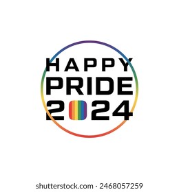  Vector Happy Pride Day month 2024 with a rainbow  logo flat design element 