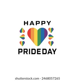  Vector Happy Pride Day month 2024 with a rainbow  logo flat design element 