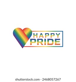  Vector Happy Pride Day month 2024 with a rainbow  logo flat design element 