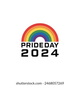  Vector Happy Pride Day month 2024 with a rainbow  logo flat design element 