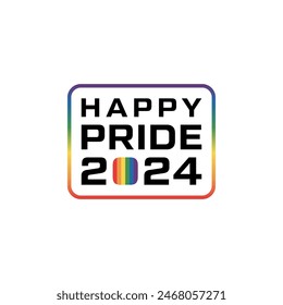  Vector Happy Pride Day month 2024 with a rainbow  logo flat design element 