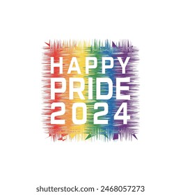  Vector Happy Pride Day month 2024 with a rainbow  logo flat design element 