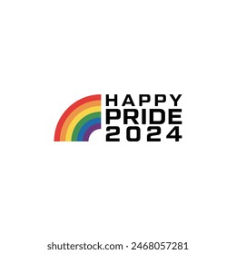  Vector Happy Pride Day month 2024 with a rainbow  logo flat design element 