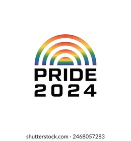  Vector Happy Pride Day month 2024 with a rainbow  logo flat design element 