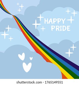 Vector Happy Pride with rainbow and stars