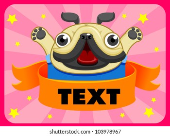 vector happy pug dog