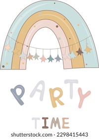 Vector happy rainbow  card template, cute kids  illustration