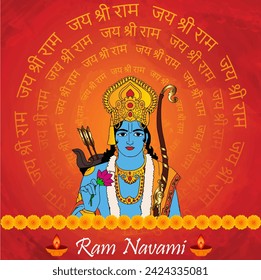 vector happy ram navami celebtration poster design with background