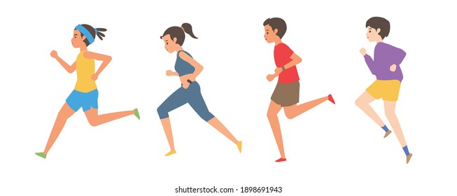 vector - happy runners running marathon or jogging 