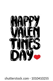 Vector Happy Saint Valentines Day Card With Lettering
