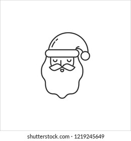 Vector happy Santa Claus head icon in linear style isolated on white background