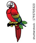 vector of happy scarlett macaw mascot