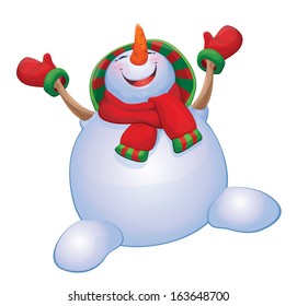 Vector happy snowman isolated. 