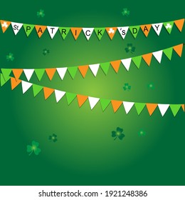 Vector of The Happy St. Patrick 's day party buntings, Flags, Garlands with white, orange and green. Happy Ireland festival celebrate  concept.