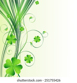 Vector Happy St. Patrick's Day Background. Clover floral pattern. Template poster design