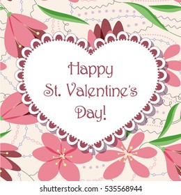 Vector Happy St valentines day floral card