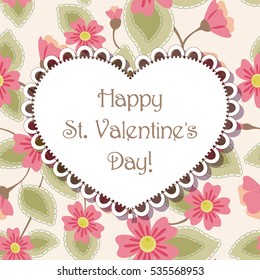 Vector Happy St valentines day floral card
