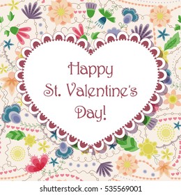 Vector Happy St valentines day floral card