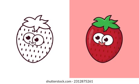 Vector Happy Strawberry Cartoon Premium