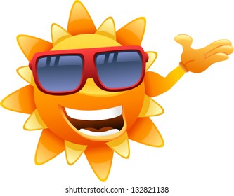 Vector happy sun character showing - Separate layers for easy editing