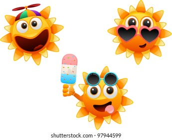 vector happy sun series 3 - Separate layers for easy editing