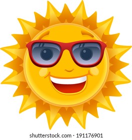 Vector Happy Sun Smiling - Separate Layers For Easy Editing