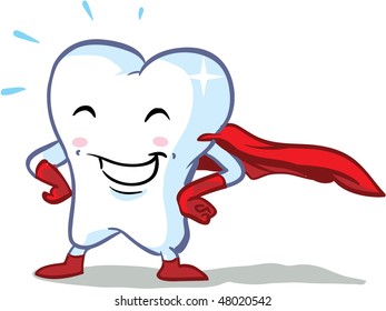 ilustración sana de dientes de super héroe feliz vector - parte de una serie!