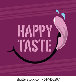 Vector Happy Taste logo with smile and tongue tasting visual
