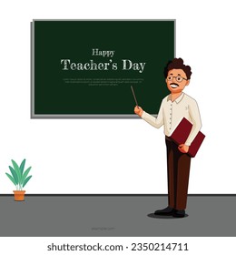 Vector Happy Teacher's Day Banner Illustration of Teacher teaching