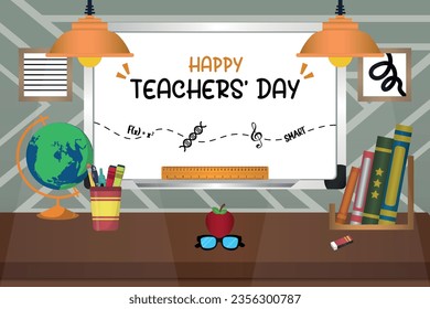 Vector Feliz Día del Profesor con Temas del aula Ilustración V5